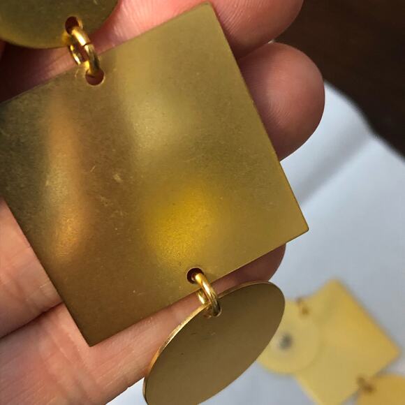 J. Crew Earrings Geometric Modern Gold Tone Oversized Large Drop Chunky - Picture 5 of 6